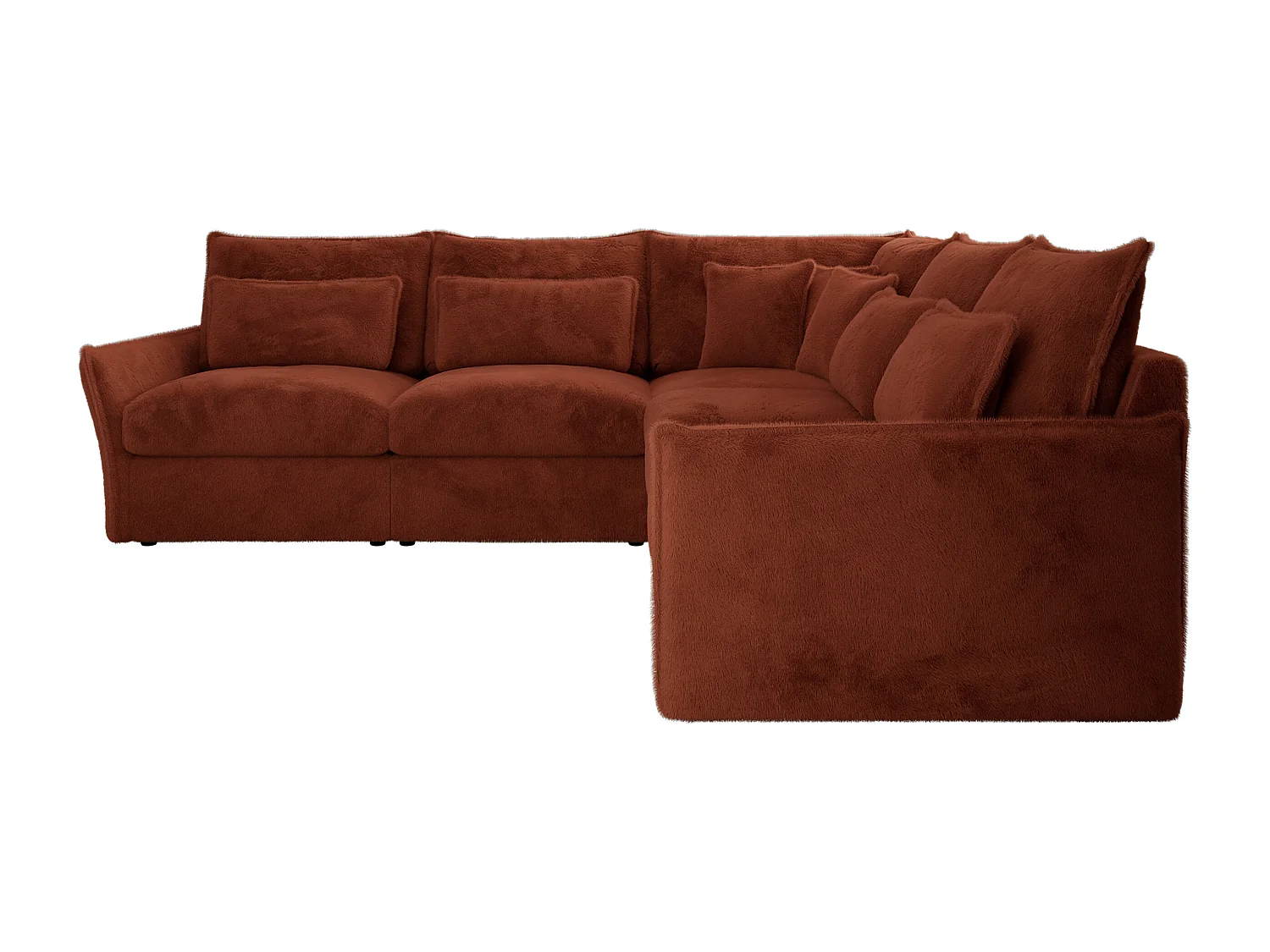 Ecksofa VERSO - modulare L-förmige Ecke, lose Kissen, Wohnlandschaft - Orange Plüsch