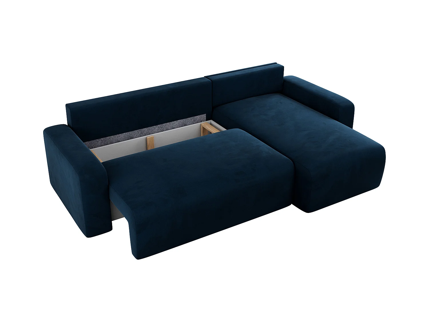 Ecksofa ARGOS - mit Schlaffunktion, Sofa mit armlehnen, Bettkasten, 3-Sitzer Sofa - Dunkelblau Velvet
