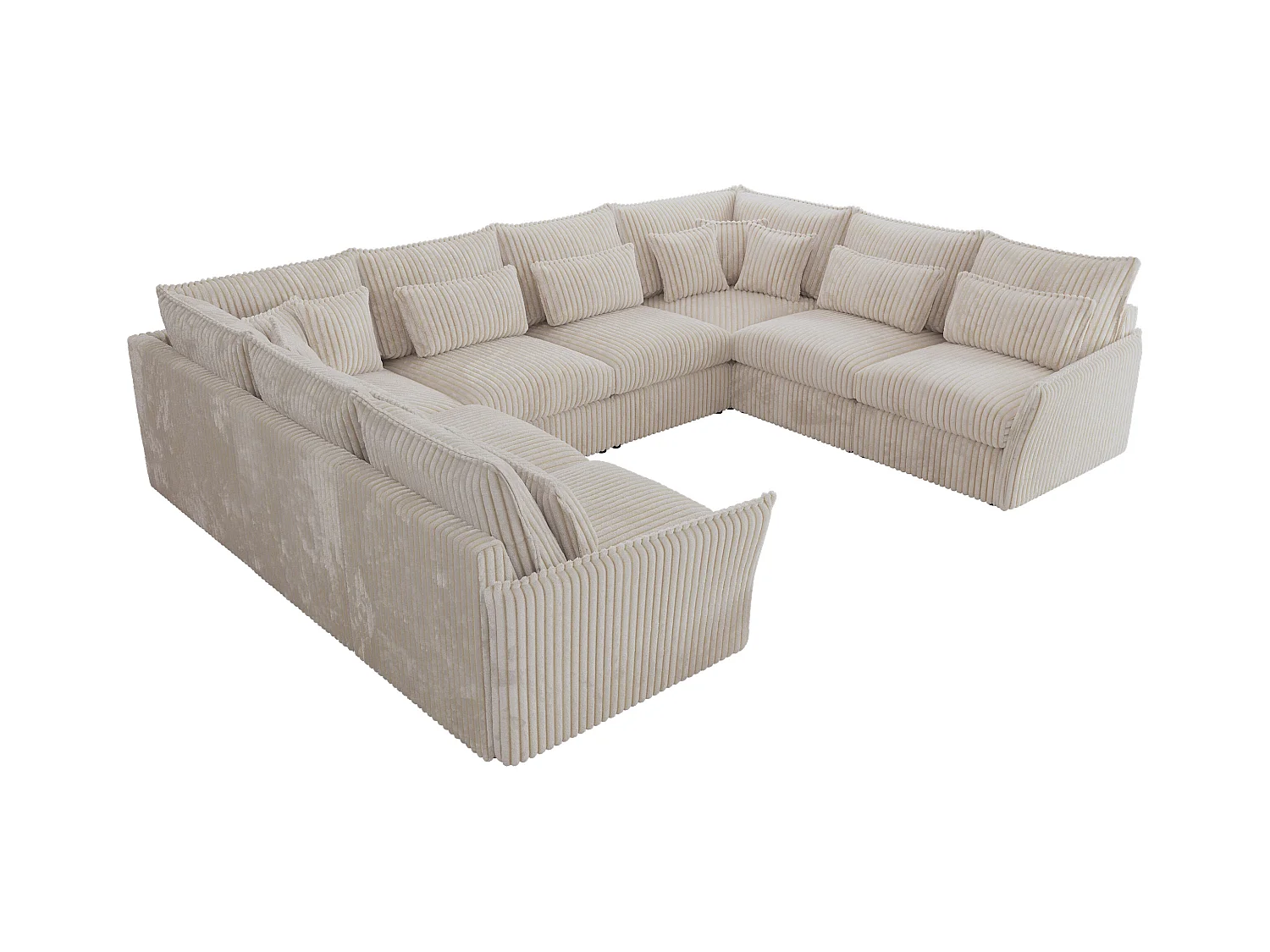 Ecksofa VERSO U8M - modulare U-förmige Ecke mit Armlehnen, Wohnlandschaft, Ecksofa XXL, lose Kissen - Beige Cord
