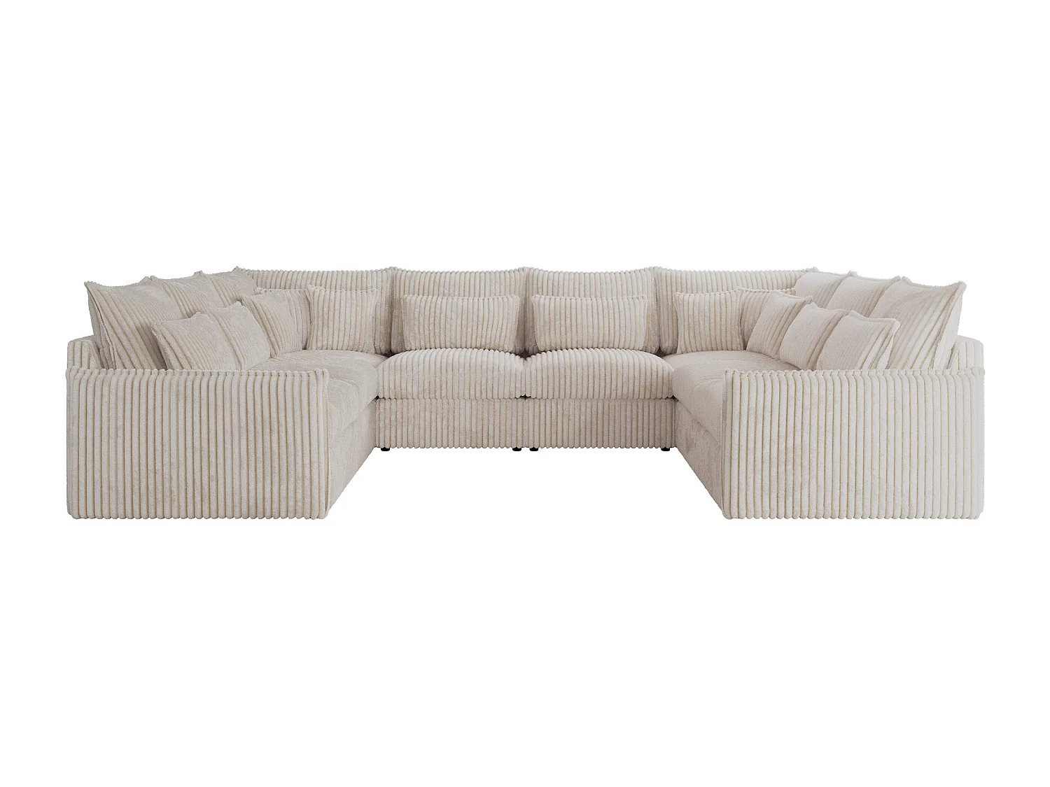 Ecksofa VERSO U8M - modulare U-förmige Ecke mit Armlehnen, Wohnlandschaft, Ecksofa XXL, lose Kissen - Beige Cord