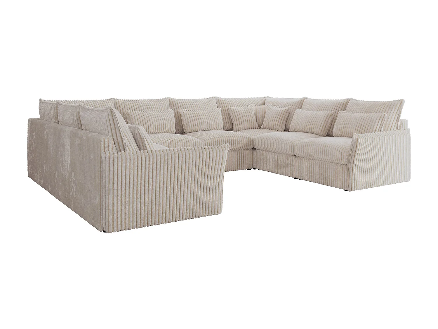 Ecksofa VERSO U8M - modulare U-förmige Ecke mit Armlehnen, Wohnlandschaft, Ecksofa XXL, lose Kissen - Beige Cord