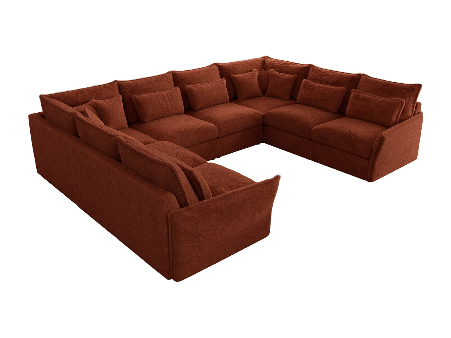 Ecksofa VERSO U8M - modulare U-förmige Ecke mit Armlehnen, Wohnlandschaft, Ecksofa XXL, lose Kissen - Orange Plüsch