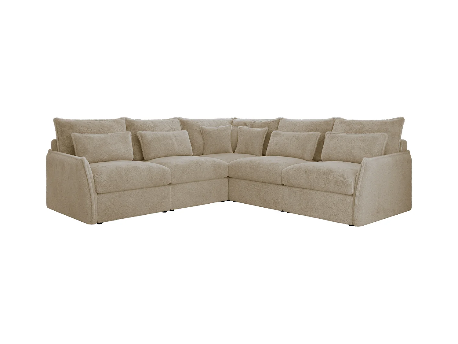 Ecksofa VERSO - modulare L-förmige Ecke, lose Kissen, Wohnlandschaft - Creme Plüsch