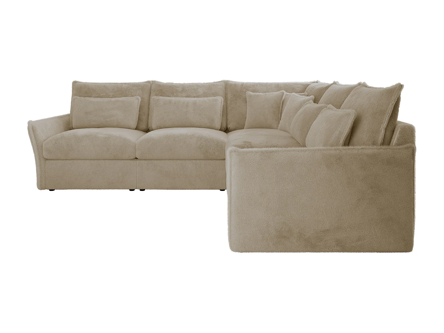 Ecksofa VERSO - modulare L-förmige Ecke, lose Kissen, Wohnlandschaft - Creme Plüsch