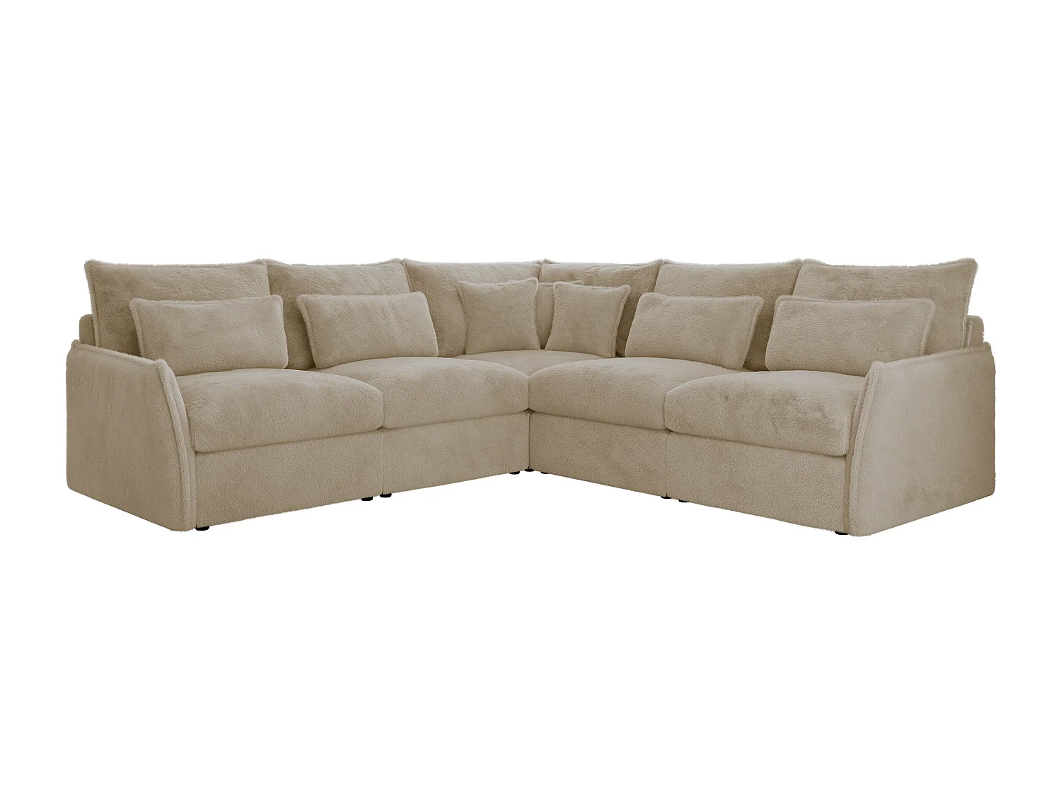 Ecksofa VERSO - modulare L-förmige Ecke, lose Kissen, Wohnlandschaft - Creme Plüsch