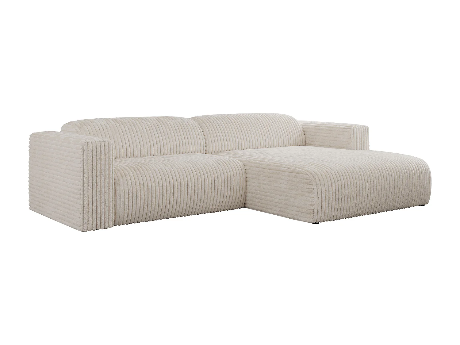 Ecksofa PASADENA - mit Armlehnen, Wohnlandschaft, freistehendes Sofa, große Ecke - Beige Cord - Ecke Rechts
