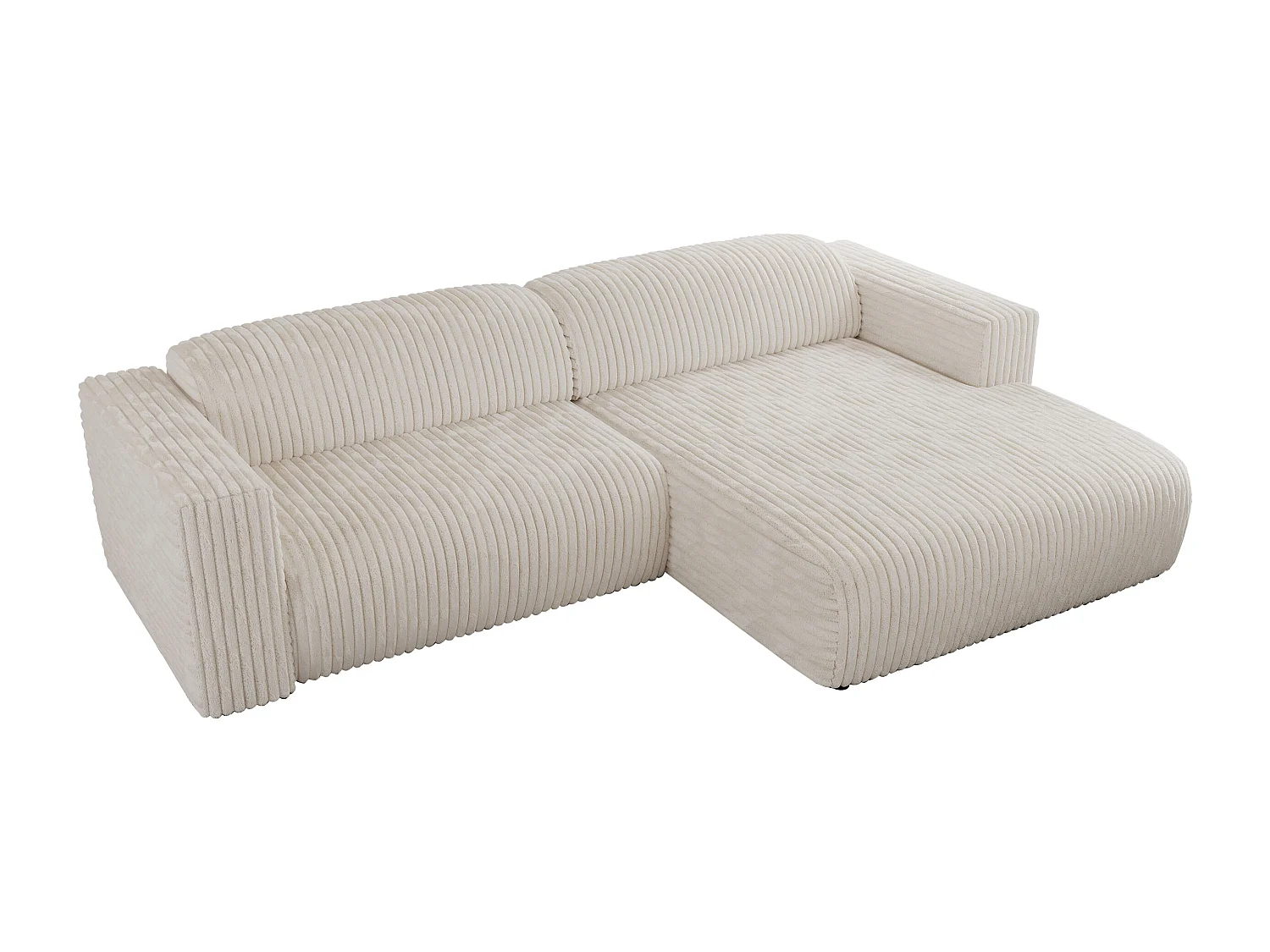 Ecksofa PASADENA - mit Armlehnen, Wohnlandschaft, freistehendes Sofa, große Ecke - Beige Cord - Ecke Rechts