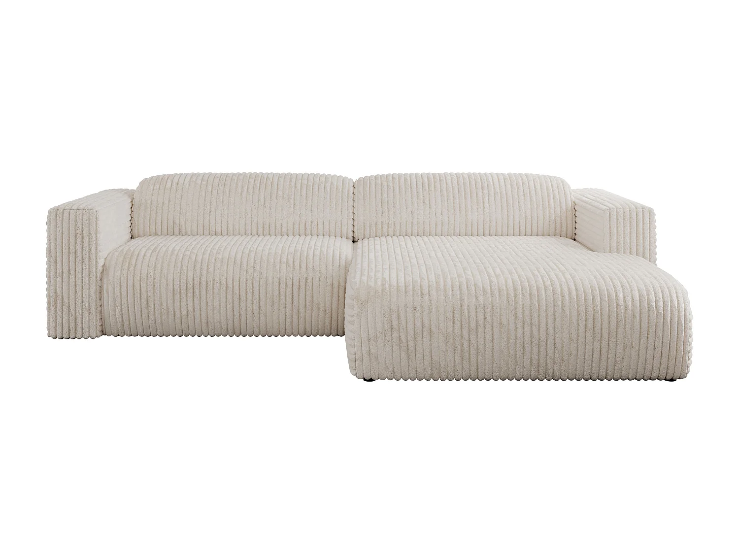 Ecksofa PASADENA - mit Armlehnen, Wohnlandschaft, freistehendes Sofa, große Ecke - Beige Cord - Ecke Rechts