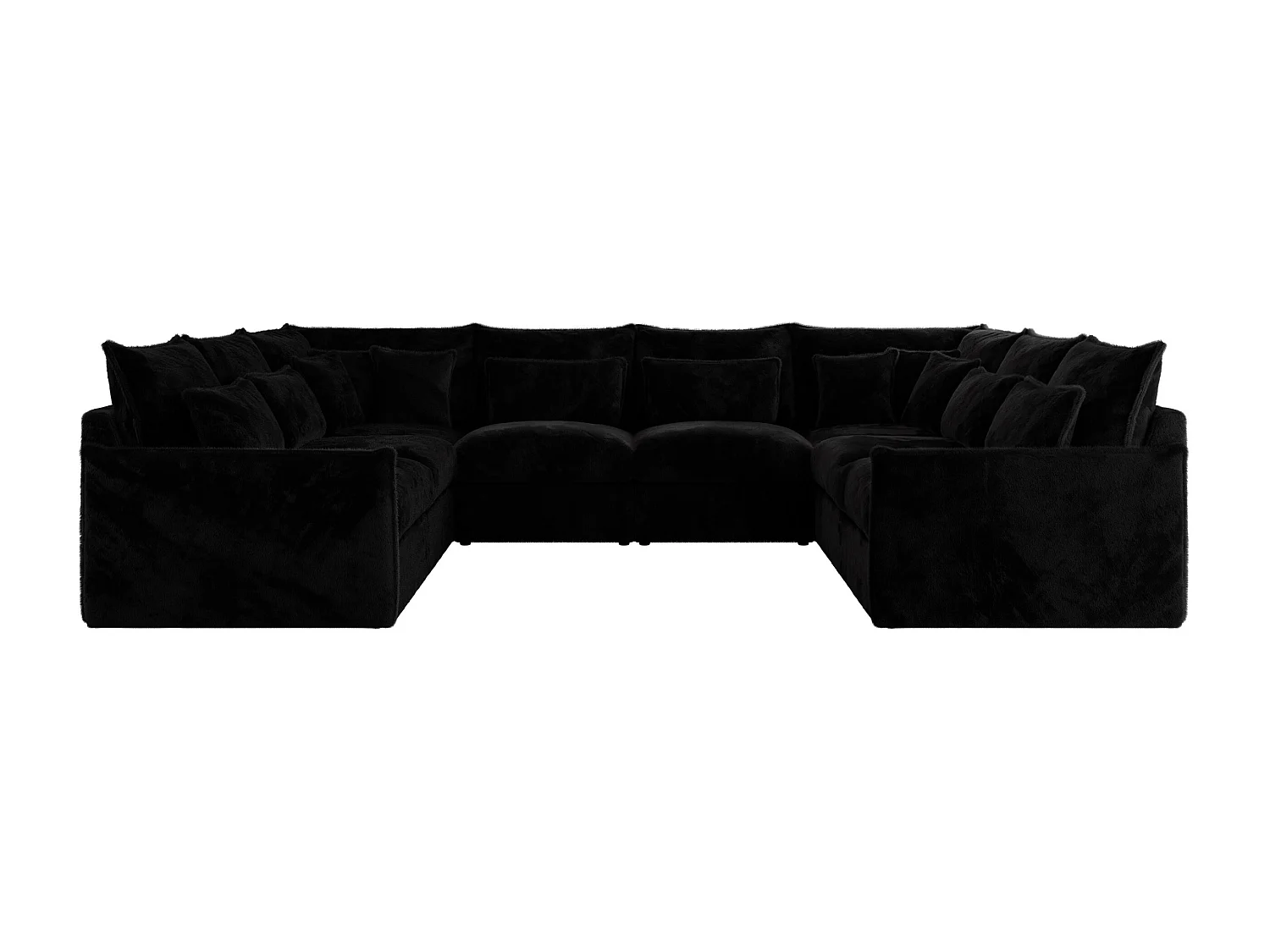 Ecksofa VERSO U8M - modulare U-förmige Ecke mit Armlehnen, Wohnlandschaft, Ecksofa XXL, lose Kissen - Schwarz Plüsch