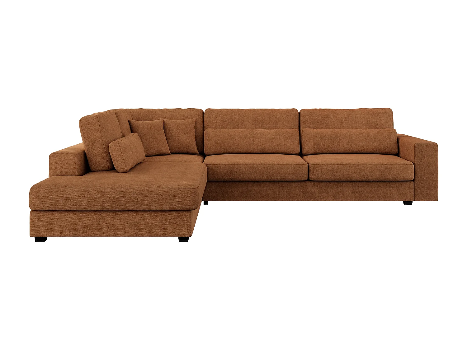 Ecksofa SAVONA - mit Armlehnen, lose Kissen, große L-förmige Ecke, Wohnlandschaft - Orange Strukture - Ecke Links