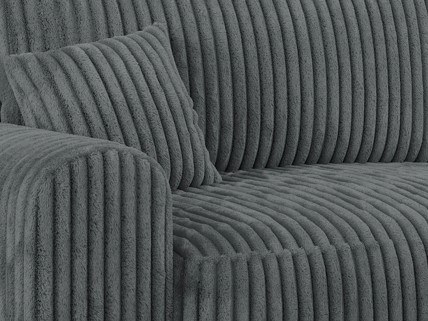 Ecksofa NELSON - Schlafcouch mit Armlehnen und Bettkasten, universelles L-förmige Ecksofa - Dunkelgrau Cord