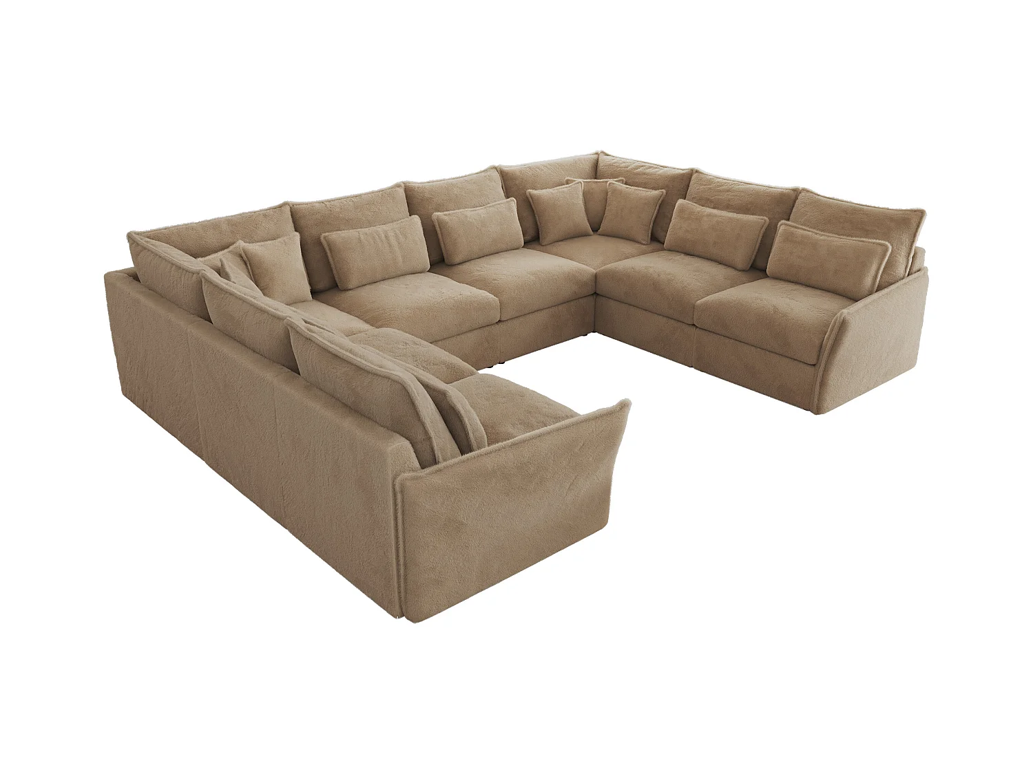 Ecksofa VERSO U8M - modulare U-förmige Ecke mit Armlehnen, Wohnlandschaft, Ecksofa XXL, lose Kissen - Beige Plüsch
