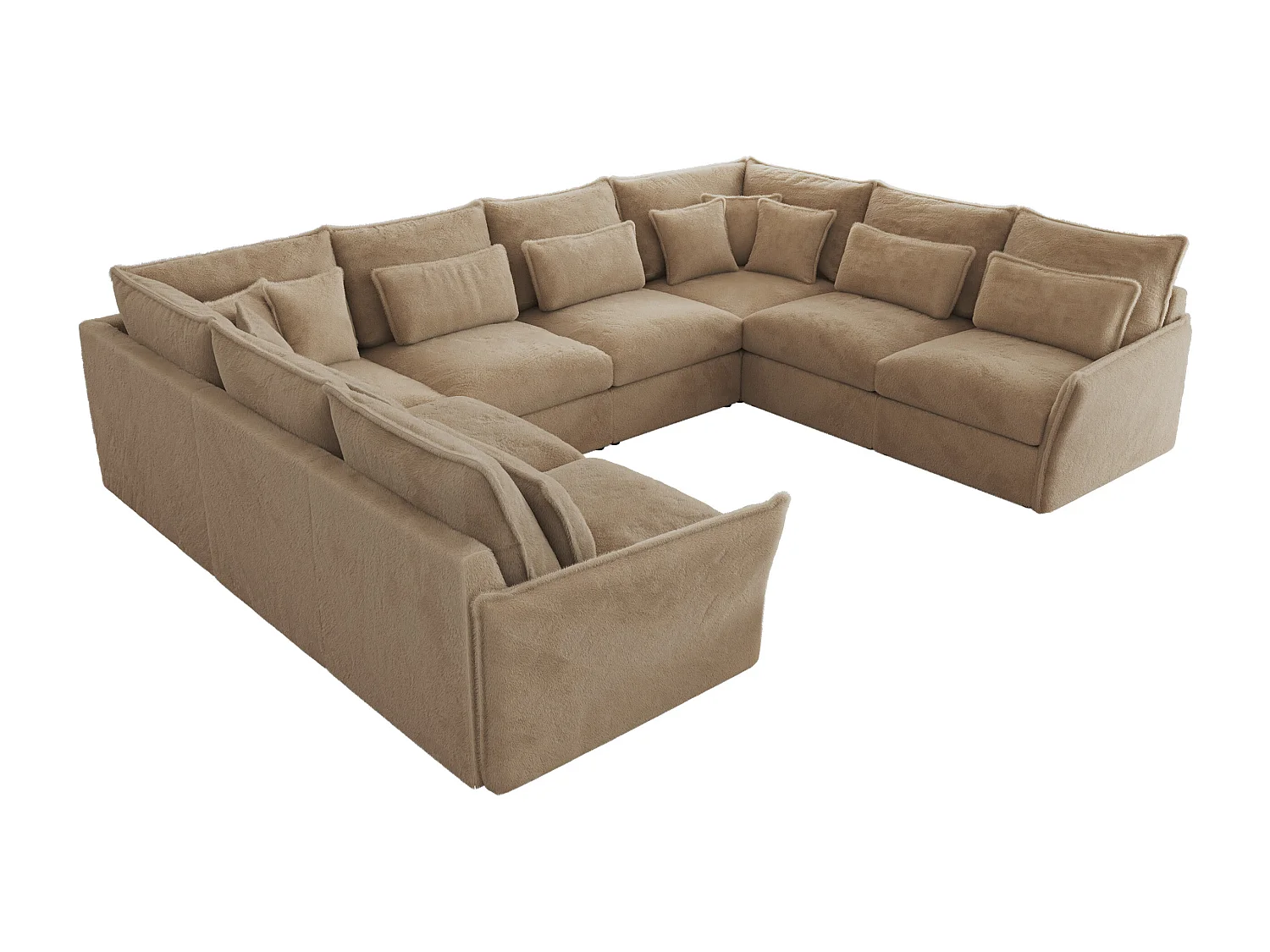 Ecksofa VERSO U8M - modulare U-förmige Ecke mit Armlehnen, Wohnlandschaft, Ecksofa XXL, lose Kissen - Beige Plüsch