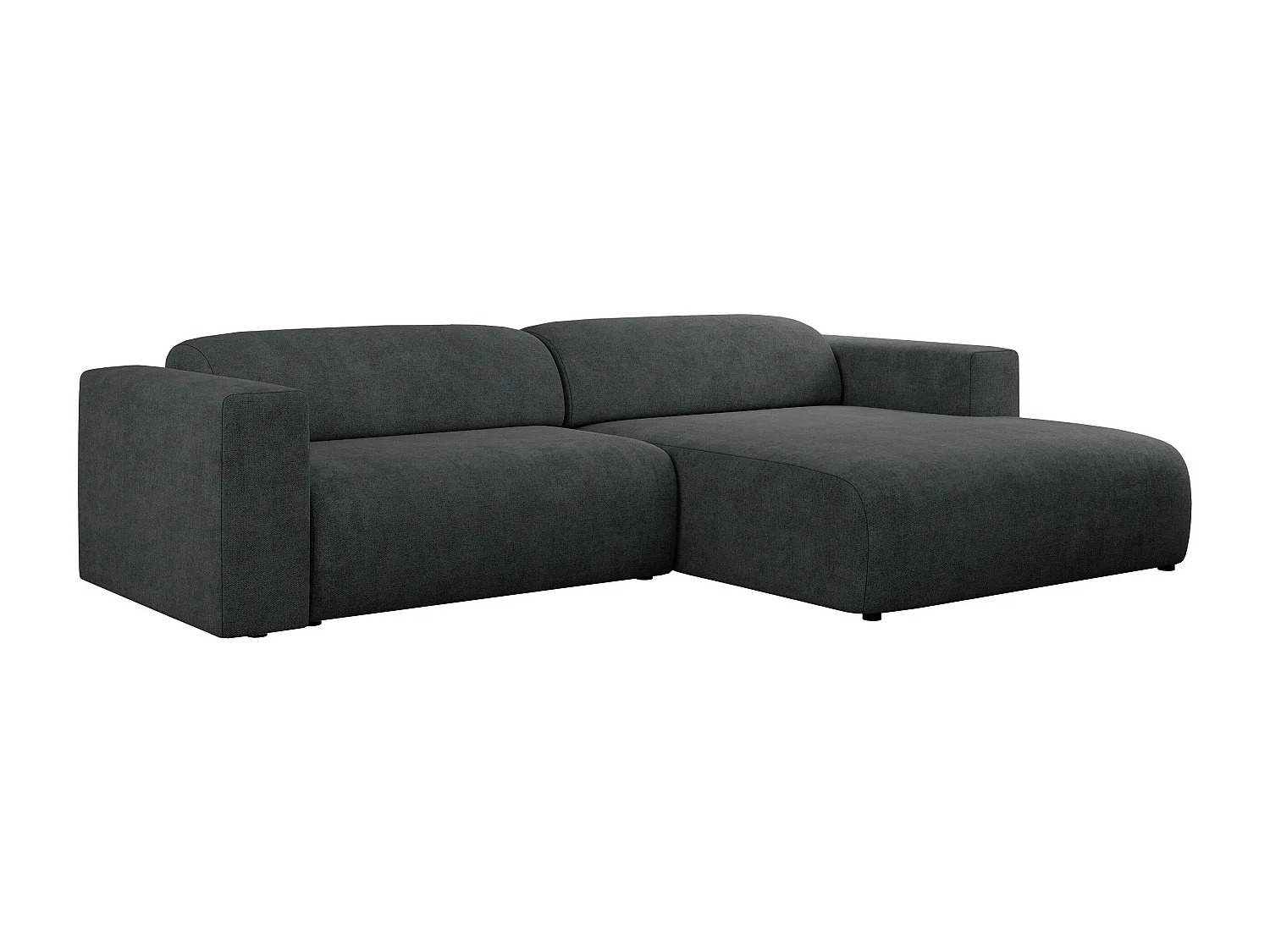 Ecksofa PASADENA - mit Armlehnen, Wohnlandschaft, freistehendes Sofa, große Ecke - Dunkelgrau Stukture - Ecke Rechts