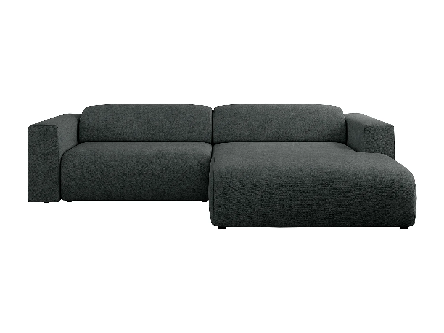 Ecksofa PASADENA - mit Armlehnen, Wohnlandschaft, freistehendes Sofa, große Ecke - Dunkelgrau Stukture - Ecke Rechts