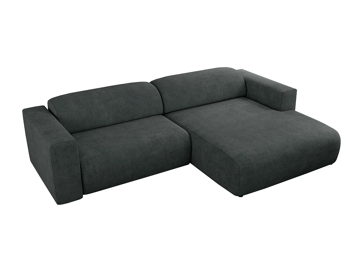 Ecksofa PASADENA - mit Armlehnen, Wohnlandschaft, freistehendes Sofa, große Ecke - Dunkelgrau Stukture - Ecke Rechts