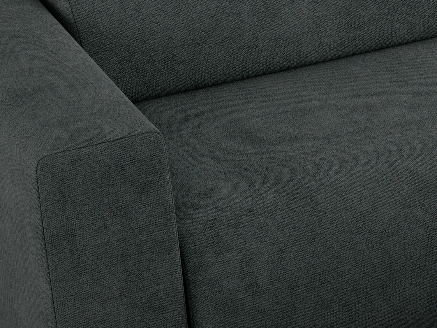 Ecksofa PASADENA - mit Armlehnen, Wohnlandschaft, freistehendes Sofa, große Ecke - Dunkelgrau Stukture - Ecke Rechts