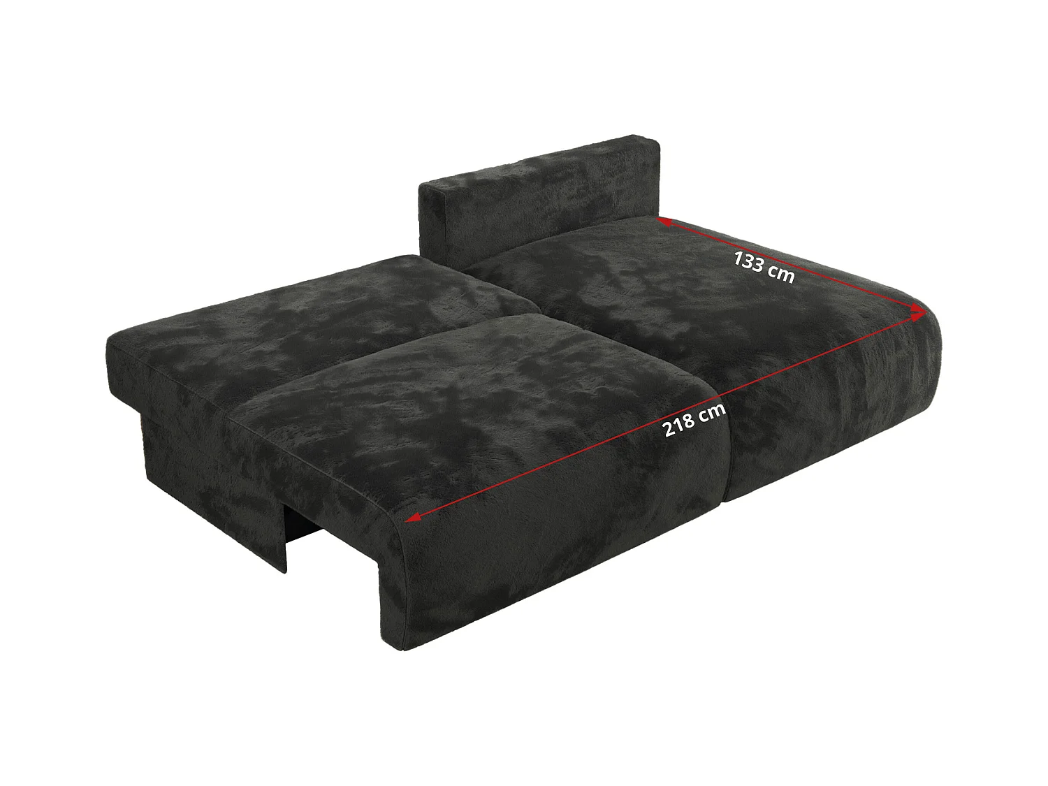 Ecksofa VIVO - L-form Couch mit Schlaffunktion und Bettkasten, Wellenfeder - Dunkelgrau Plüsch - Ecke Rechts