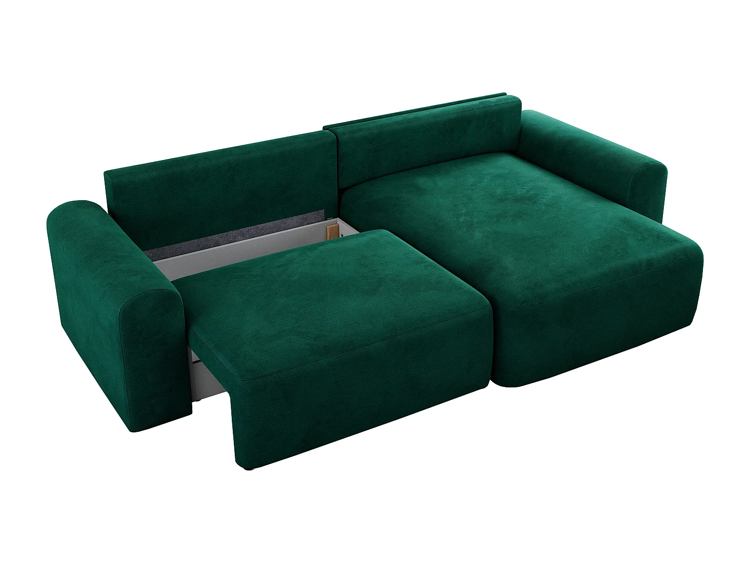 Ecksofa NELSON - Schlafcouch mit Armlehnen und Bettkasten, universelles L-förmige Ecksofa - Dunkelgrün Velvet
