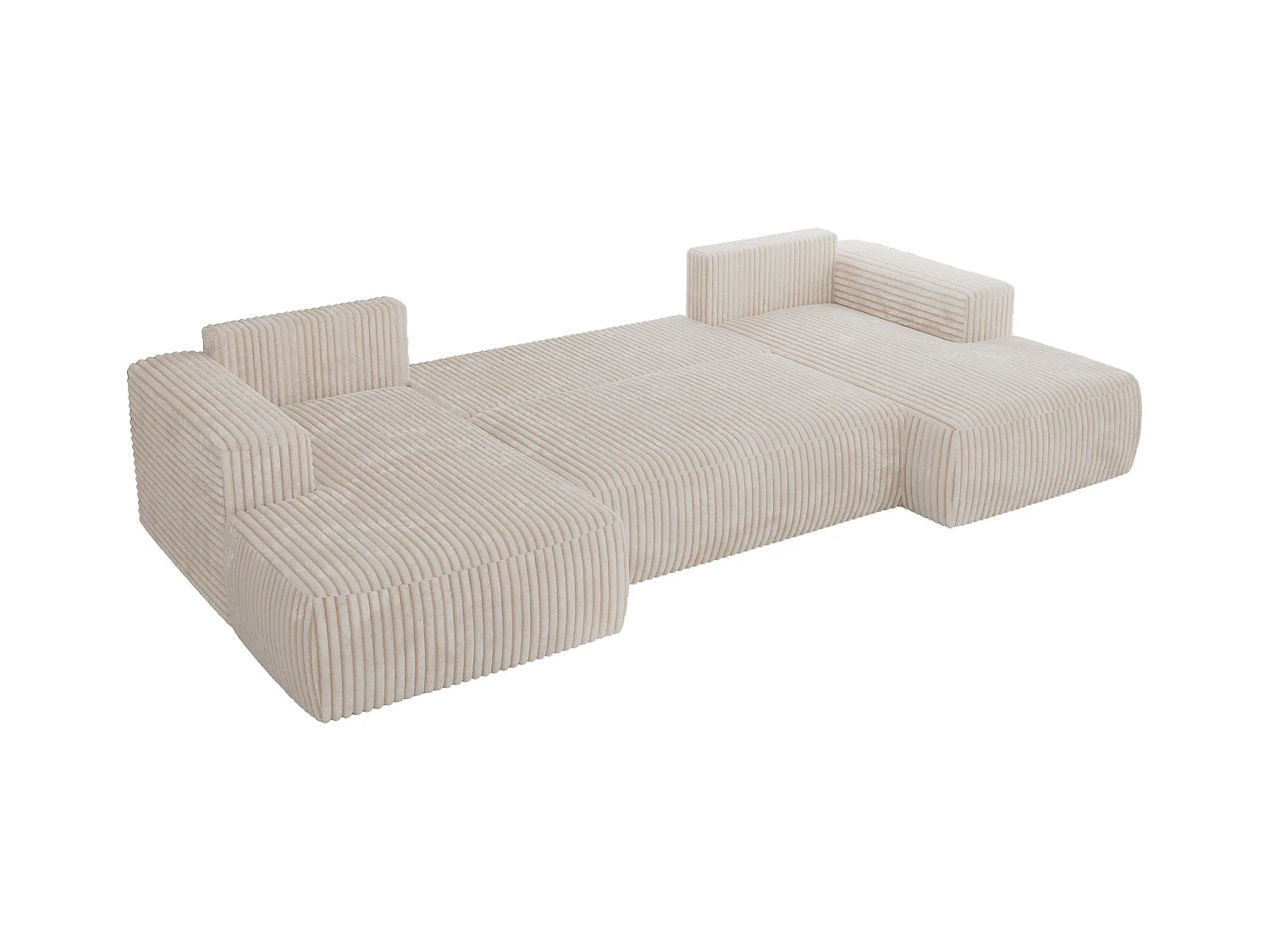 Ecksofa TRENTINO U - mit Schlaffunktion und Bettkasten, U-förmiges Wohnlandschaft, Armlehnen - Beige Cord