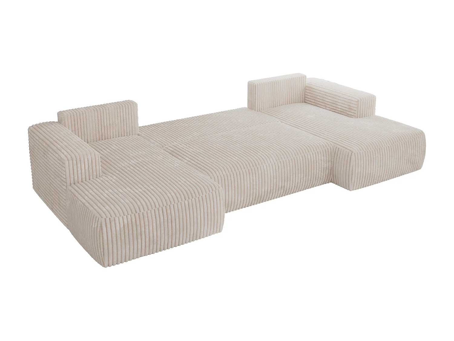 Ecksofa TRENTINO U - mit Schlaffunktion und Bettkasten, U-förmiges Wohnlandschaft, Armlehnen - Beige Cord