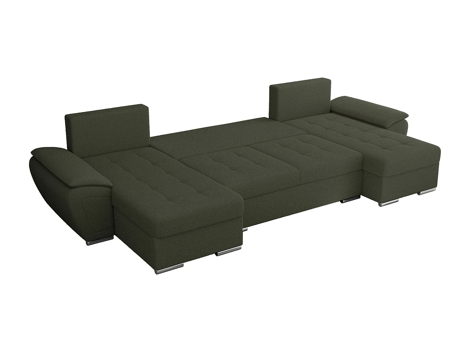 Ecksofa UMBRIA U - XXL Wohnlandschaft, mit Schlaffunktion und Bettkasten, genähte Ecke - Grün Boucle