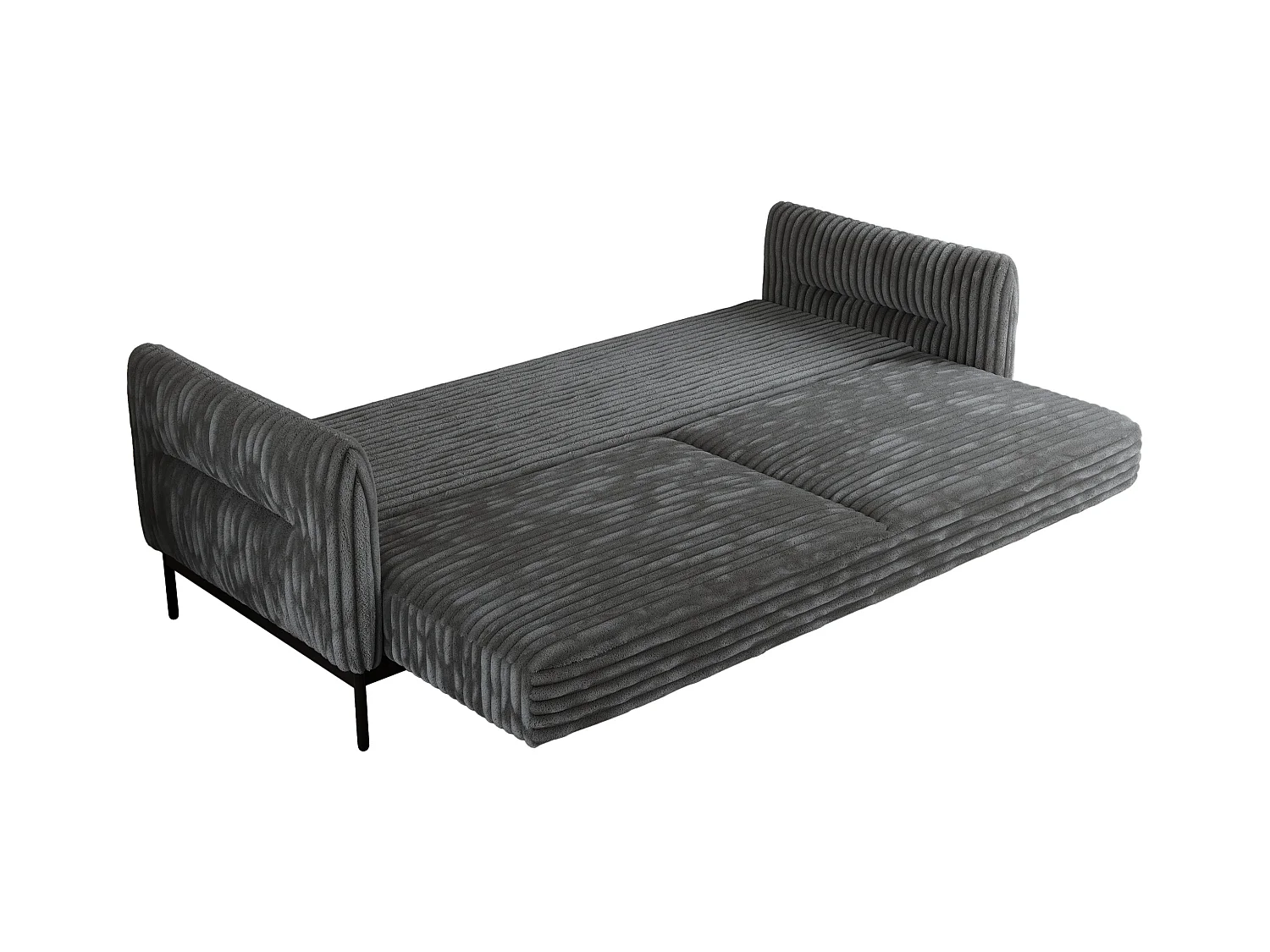 Sofa SALENTO - 3-Sitzer mit Metallbeine, mobile Kopfstütze, Schlafsofa mit lose Kissen - Dunkelgrau Cord