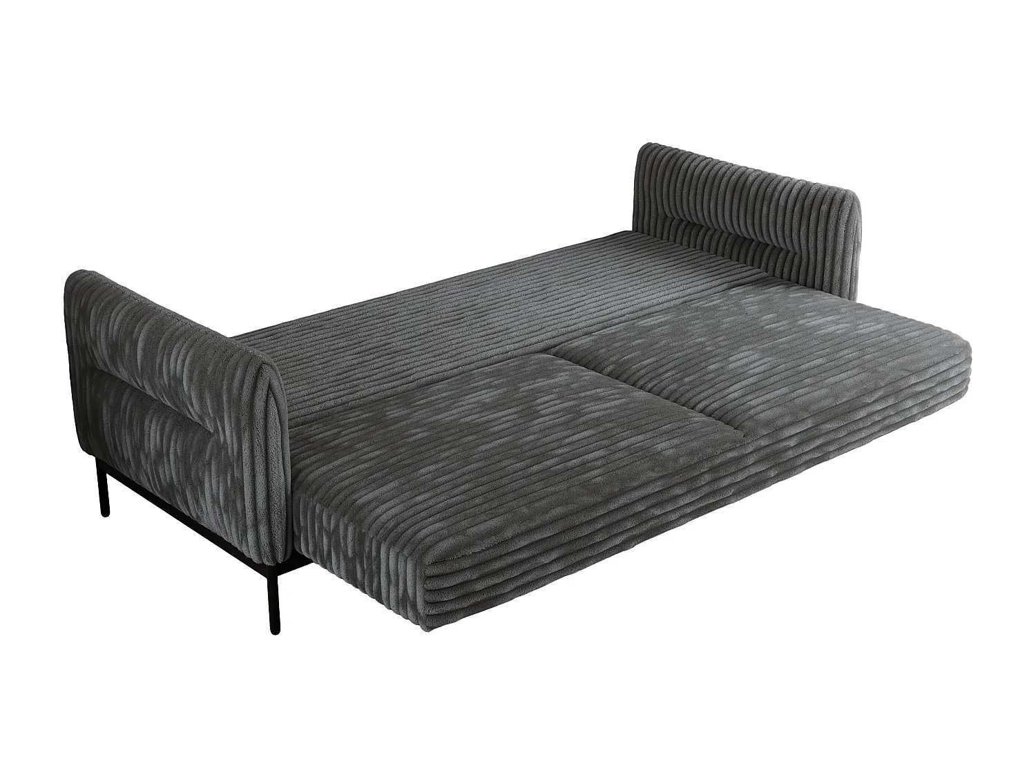 Sofa SALENTO - 3-Sitzer mit Metallbeine, mobile Kopfstütze, Schlafsofa mit lose Kissen - Dunkelgrau Cord