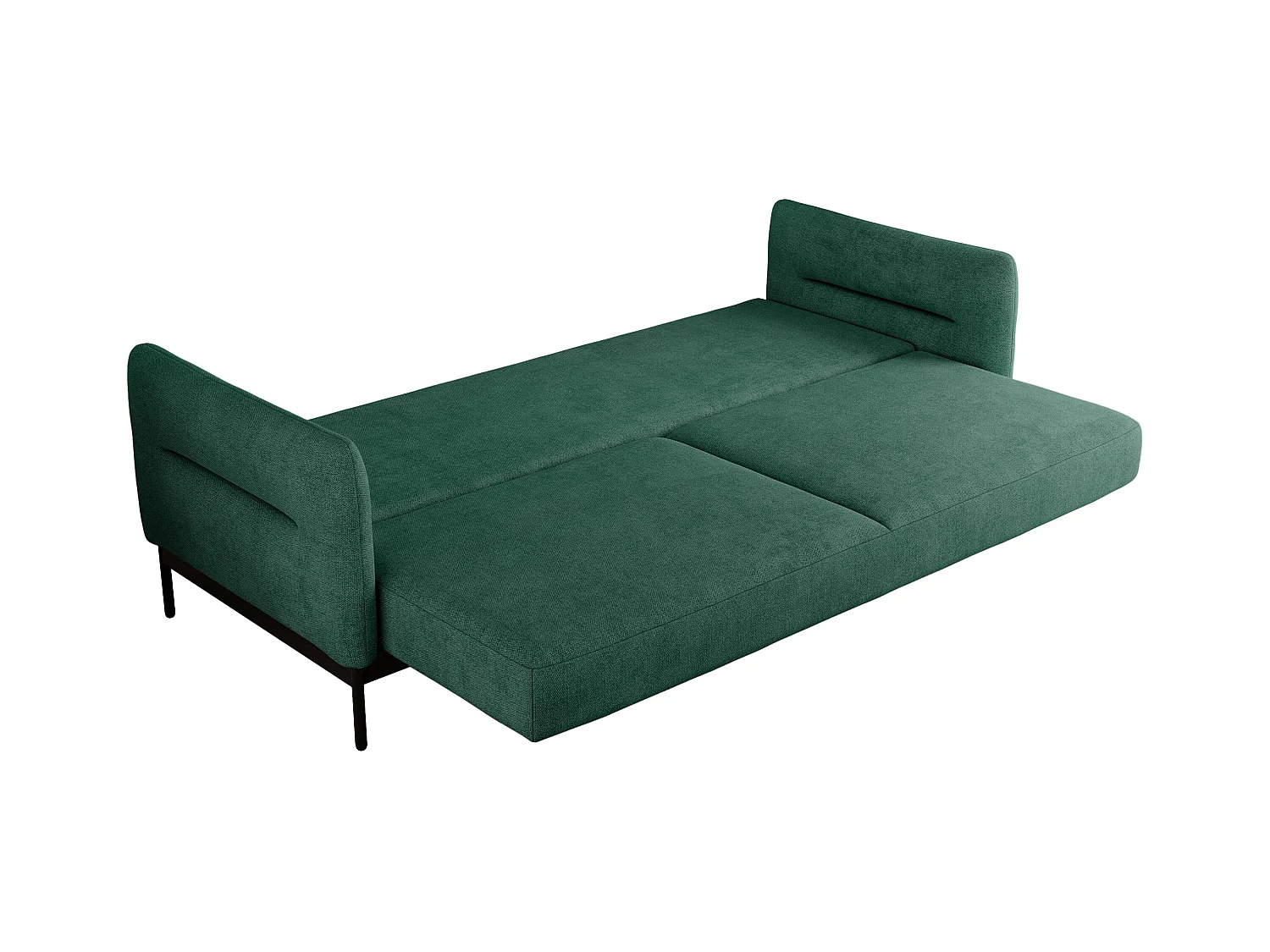 Sofa SALENTO - 3-Sitzer mit Metallbeine, mobile Kopfstütze, Schlafsofa mit lose Kissen - Grün Strukture