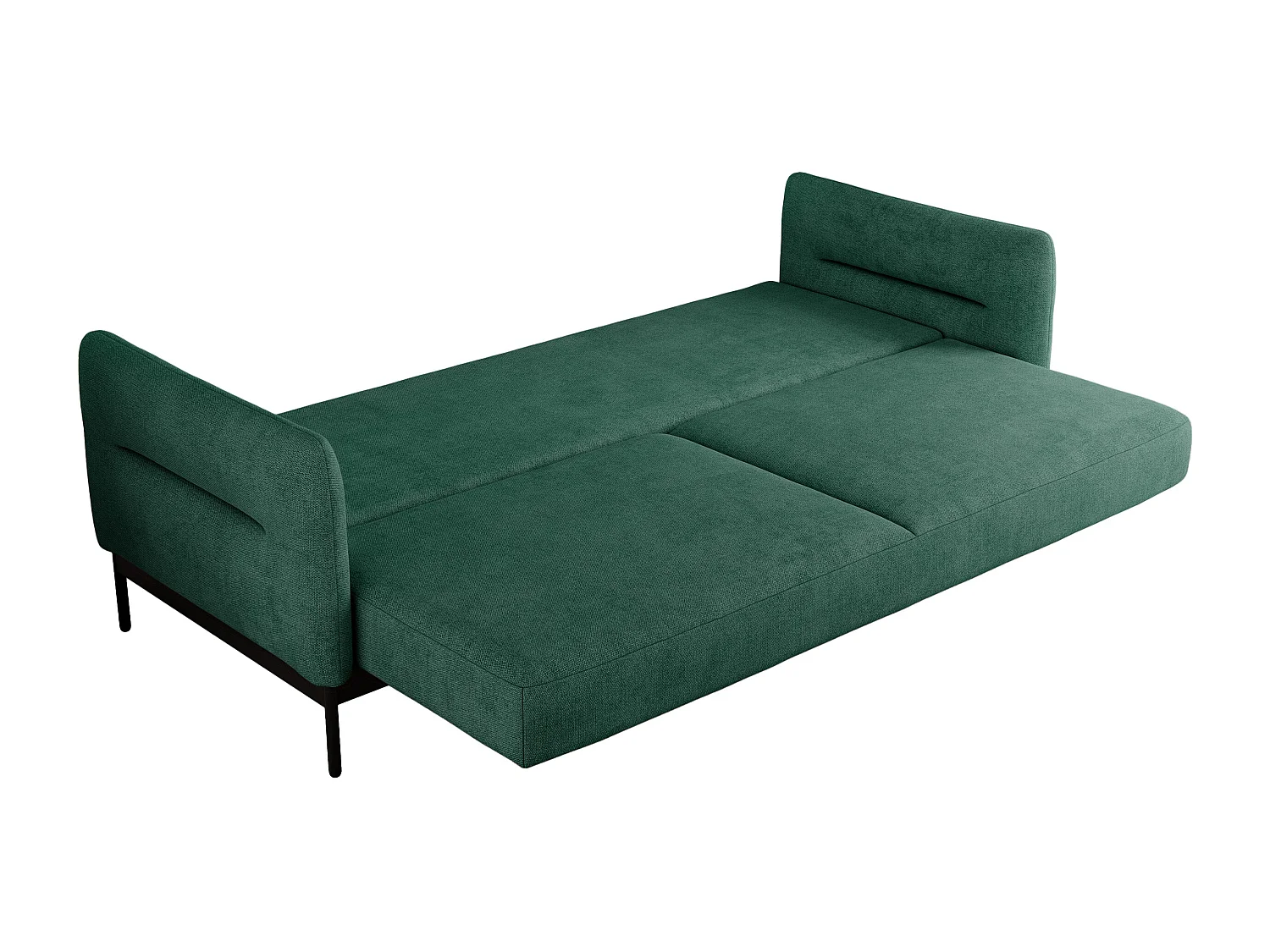 Sofa SALENTO - 3-Sitzer mit Metallbeine, mobile Kopfstütze, Schlafsofa mit lose Kissen - Grün Strukture