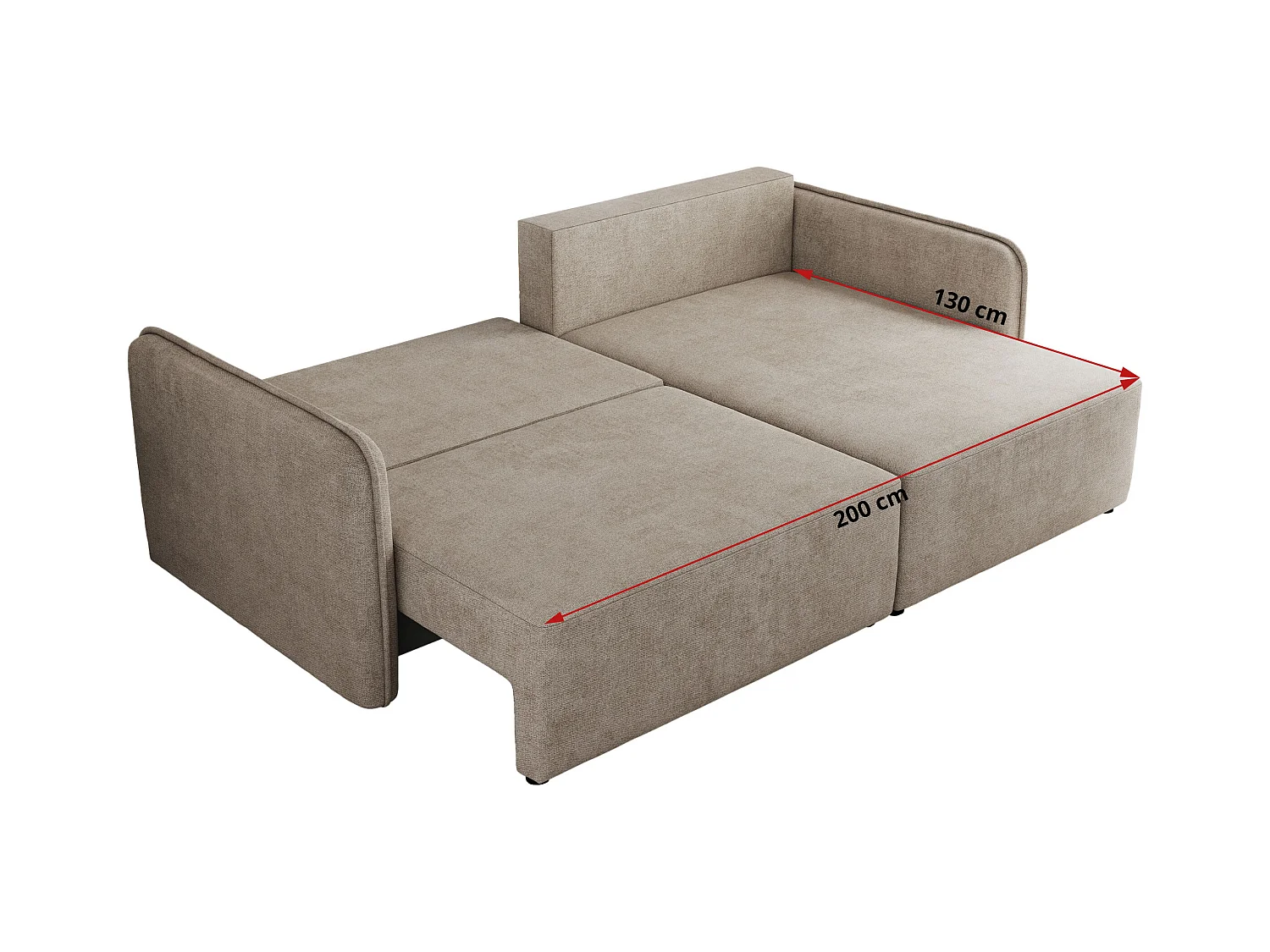 Ecksofa MESTO - Schlaffunktion und Bettkasten, L-form Couch für das Wohnzimmer, Armlehnen - Beige Struktur - Ecke Rechts
