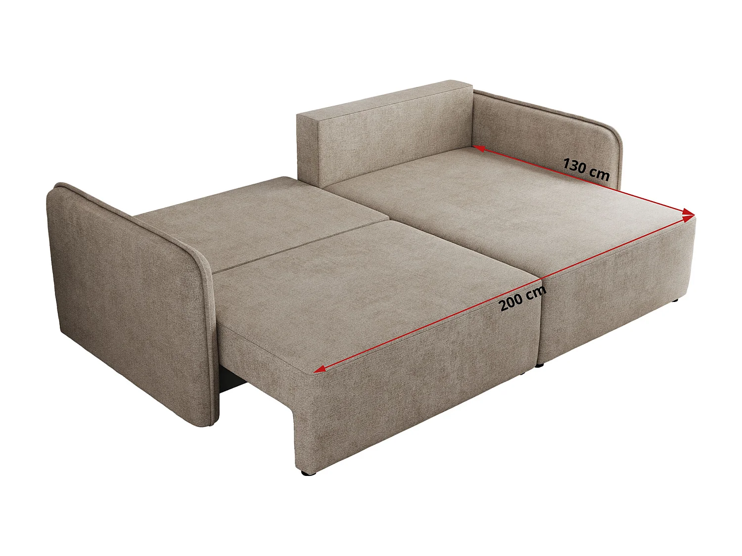 Ecksofa MESTO - Schlaffunktion und Bettkasten, L-form Couch für das Wohnzimmer, Armlehnen - Beige Struktur - Ecke Rechts