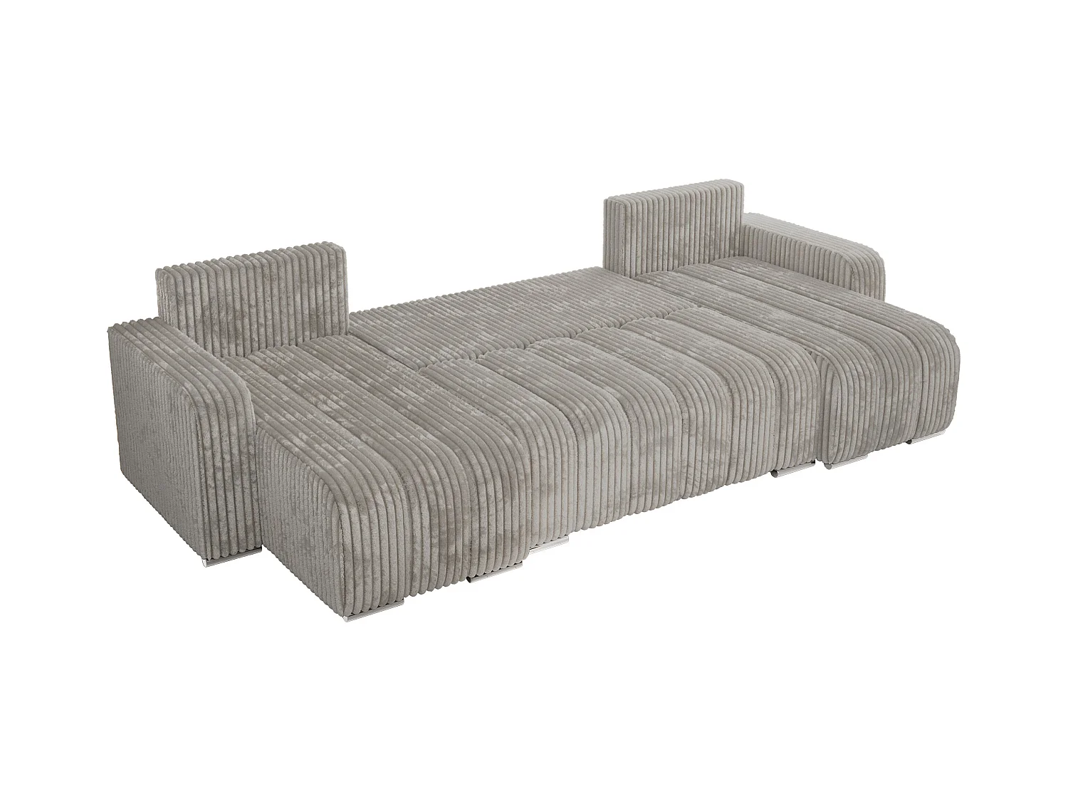 Ecksofa KIRASSO U - Wohnlandschaft, Schlaffunktion und Bettkasten, Couch U-form, lose Kissen - Hellgrau Cord