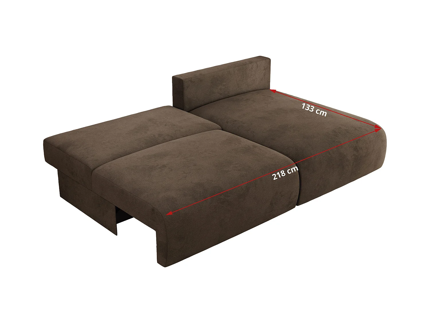 Ecksofa VIVO - L-form Couch mit Schlaffunktion und Bettkasten, Wellenfeder - Braun Velvet - Ecke Links