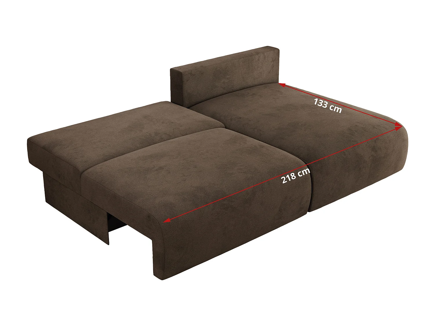 Ecksofa VIVO - L-form Couch mit Schlaffunktion und Bettkasten, Wellenfeder - Braun Velvet - Ecke Links