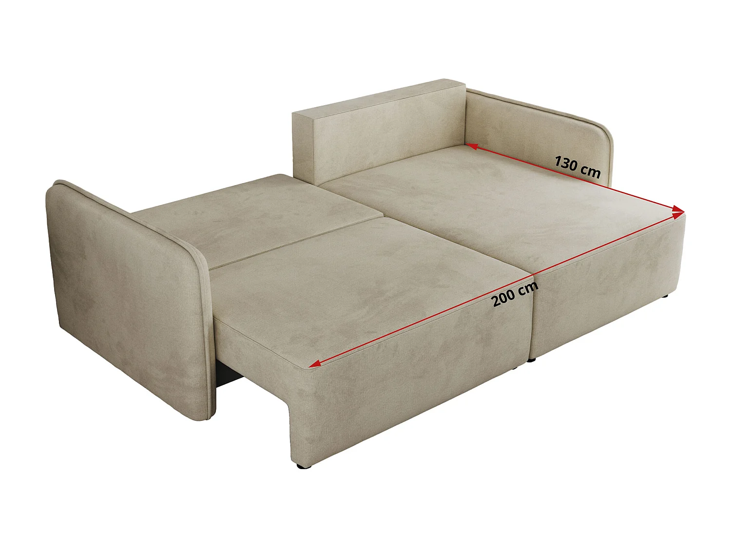 Ecksofa MESTO - Schlaffunktion und Bettkasten, L-form Couch für das Wohnzimmer, Armlehnen - Beige Velvet - Ecke Rechts