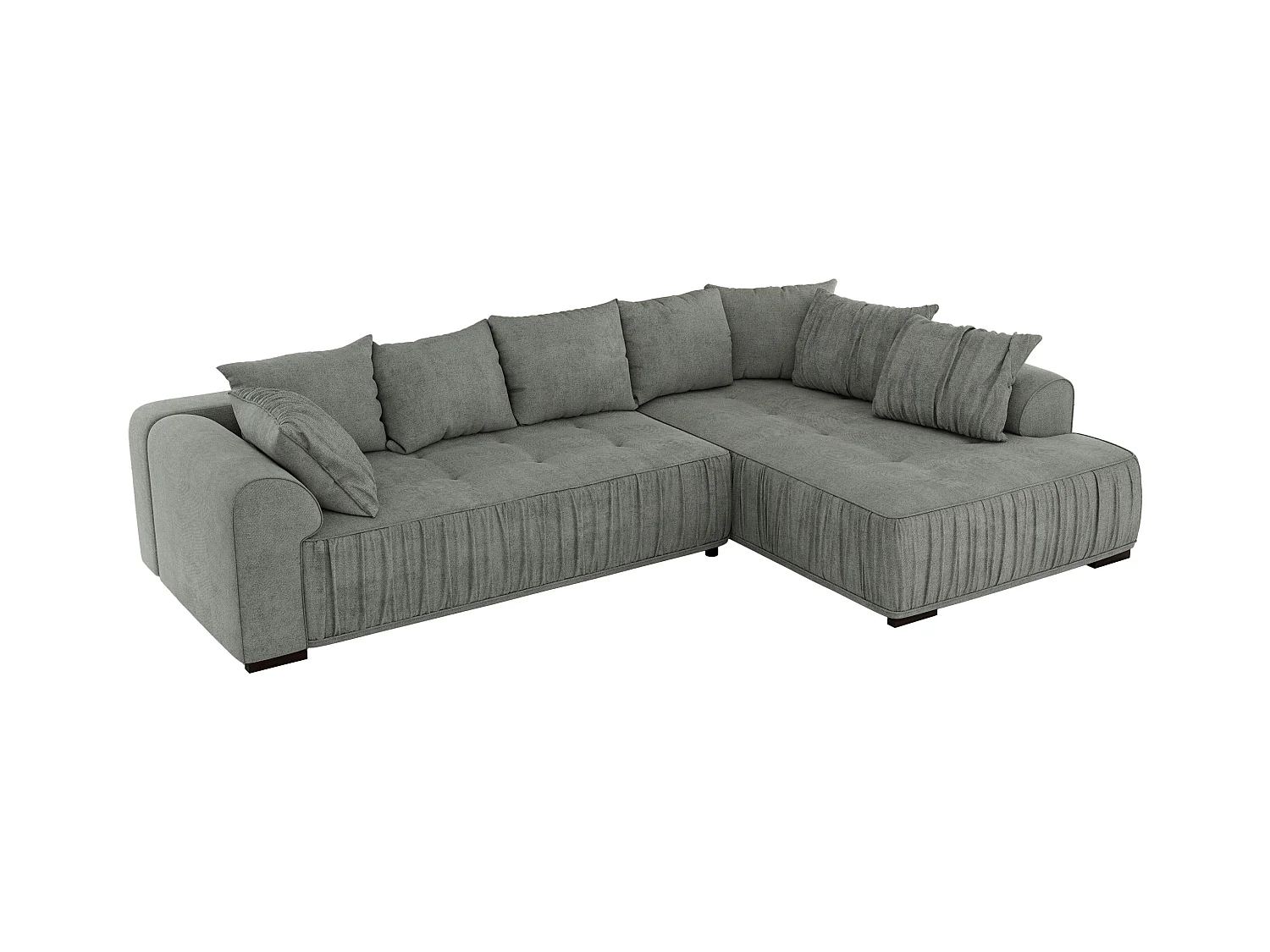 Ecksofa ORTA - Schlaffunktion und Bettkasten, lose Kissen, gesteppter Sitz, L-förmige Ecke - Grau Stukture - Ecke Rechts