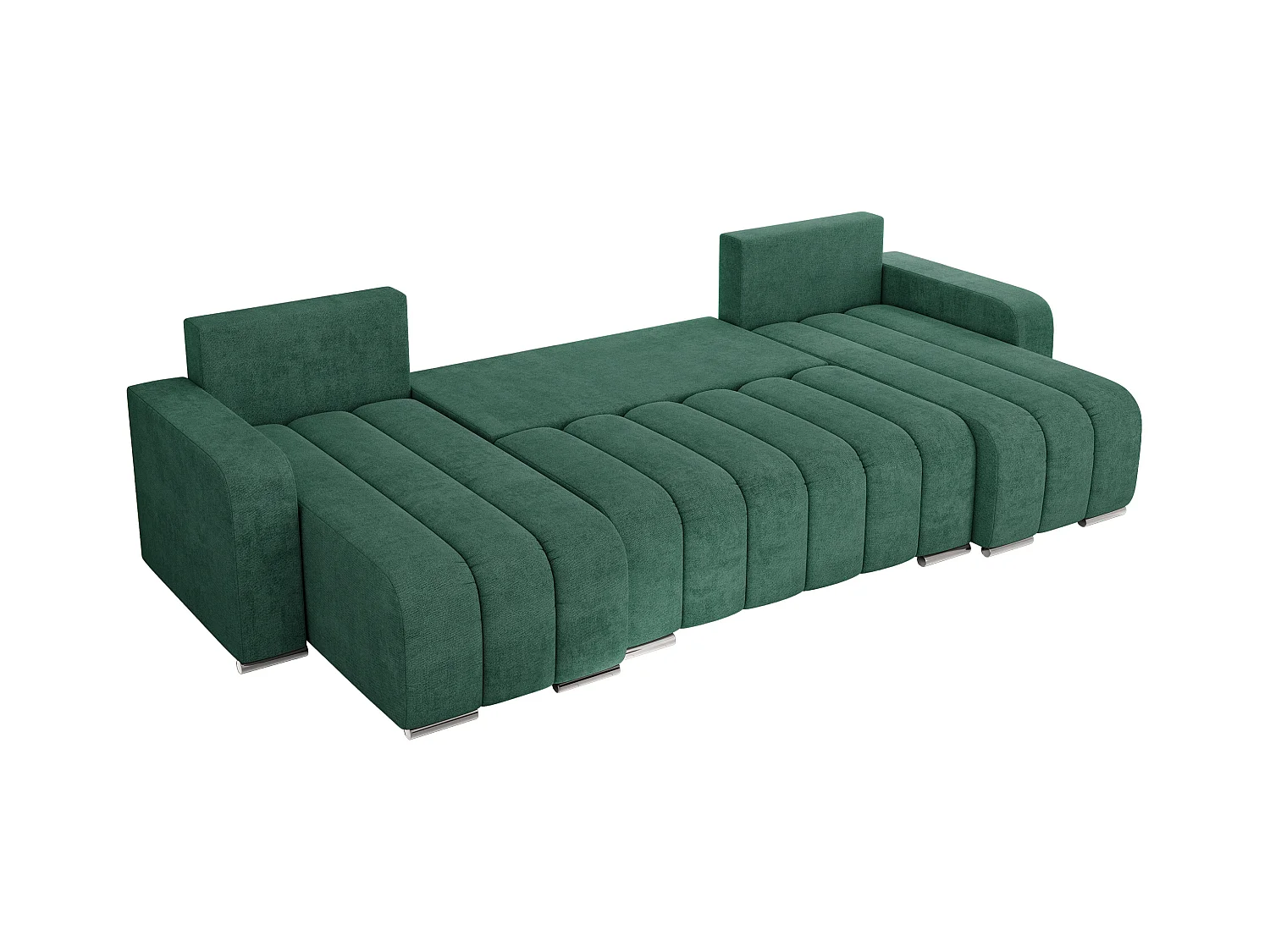 Ecksofa KIRASSO U - Wohnlandschaft, Schlaffunktion und Bettkasten, Couch U-form, lose Kissen - Grün Strukture