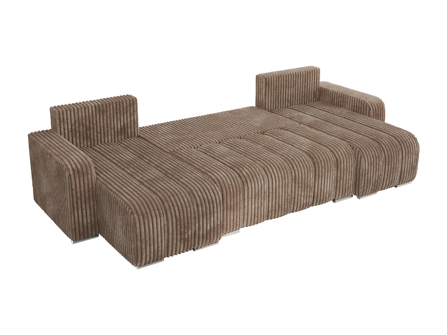 Ecksofa KIRASSO U - Wohnlandschaft, Schlaffunktion und Bettkasten, Couch U-form, lose Kissen - Braun Cord