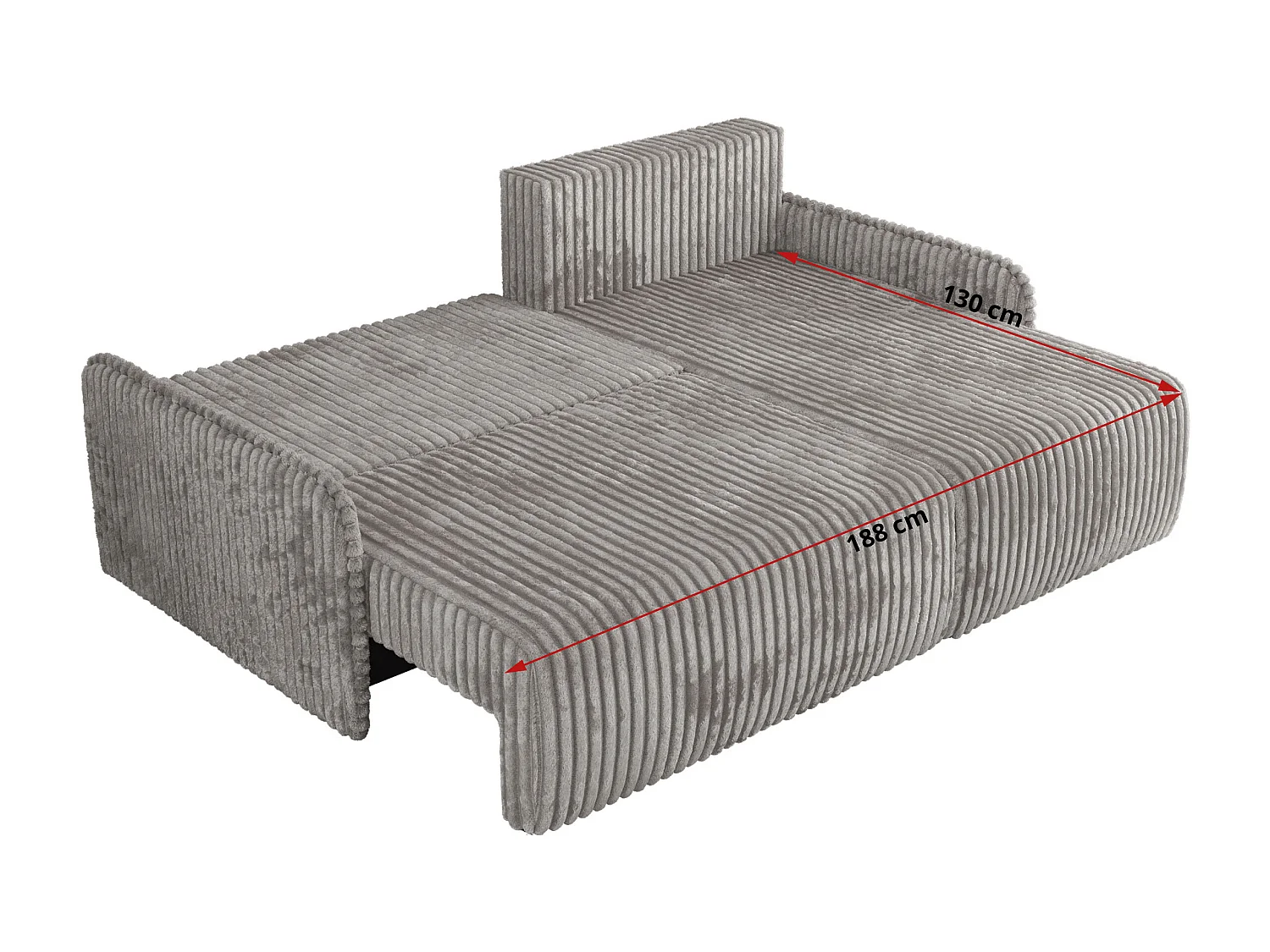 Ecksofa ARPA - L-form Schlaffsofa, Bettkasten und lose Kissen, Armlehnen - Grau Cord - Ecke Links