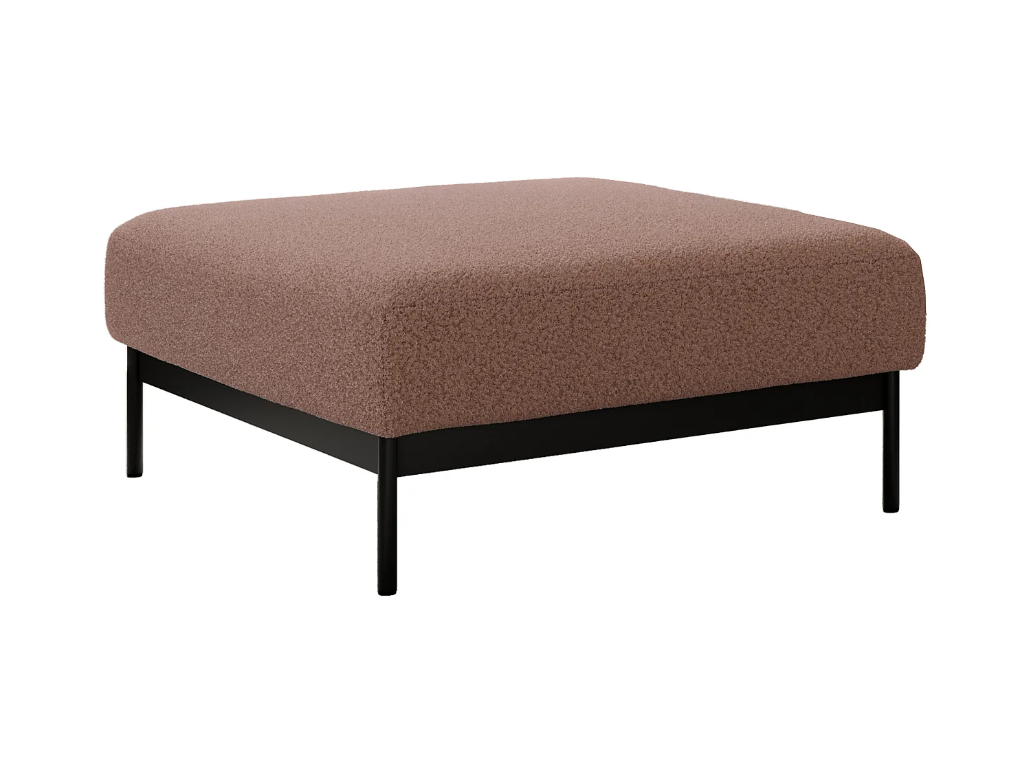 Ecksofa SALENTO - mit Metallbeine, Schlafsofa, mobilen Fußhocker, lose Kissen - Rosa Boucle