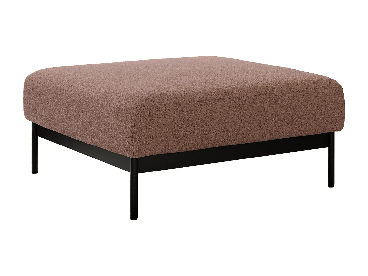 Ecksofa SALENTO - mit Metallbeine, Schlafsofa, mobilen Fußhocker, lose Kissen - Rosa Boucle