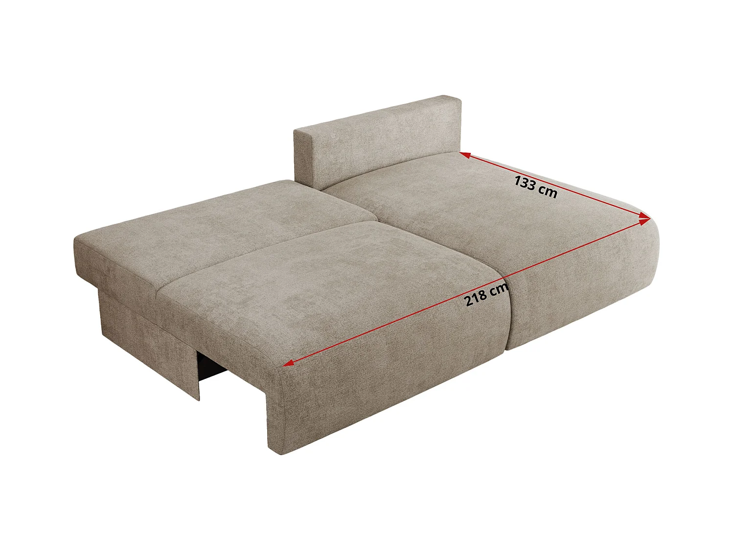 Ecksofa VIVO - L-form Couch mit Schlaffunktion und Bettkasten, Wellenfeder - Beige Struktur - Ecke Links