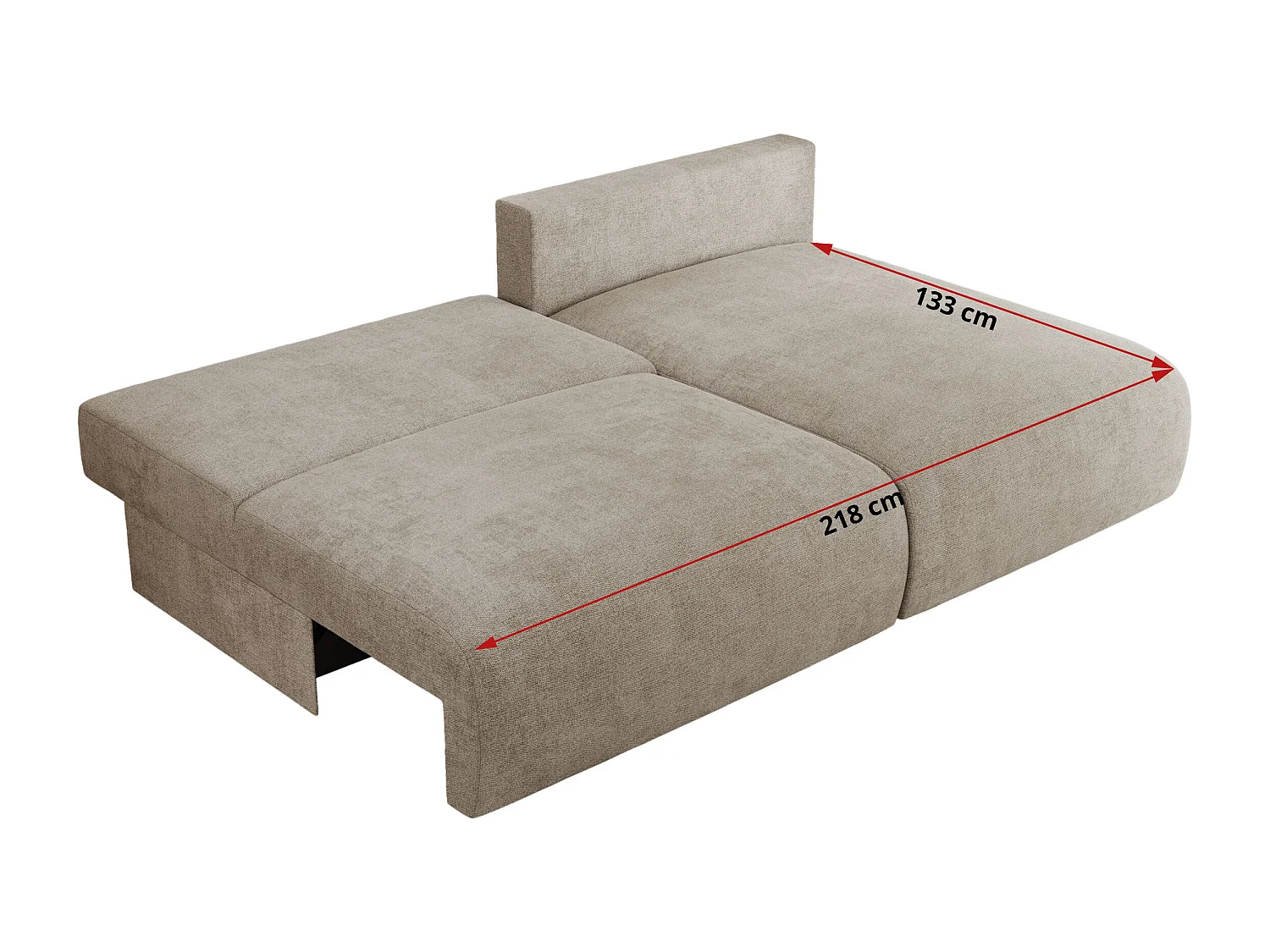 Ecksofa VIVO - L-form Couch mit Schlaffunktion und Bettkasten, Wellenfeder - Beige Struktur - Ecke Links