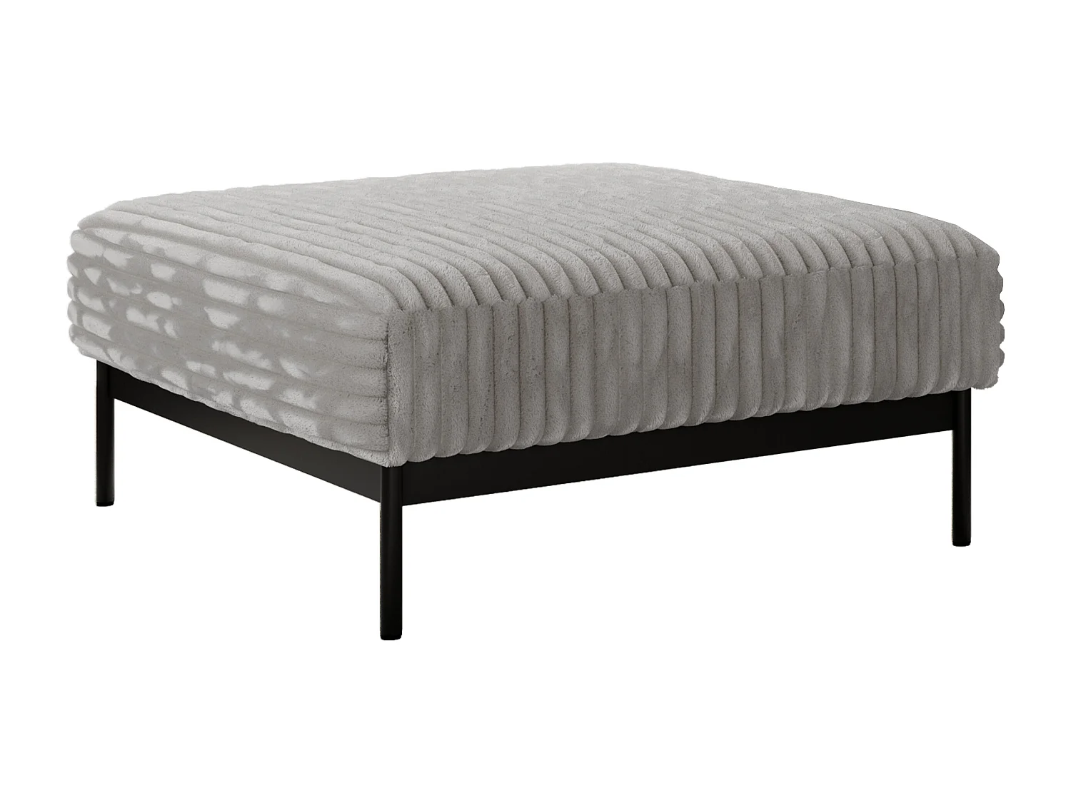 Ecksofa SALENTO - mit Metallbeine, Schlafsofa, mobilen Fußhocker, lose Kissen - Hellgrau Cord