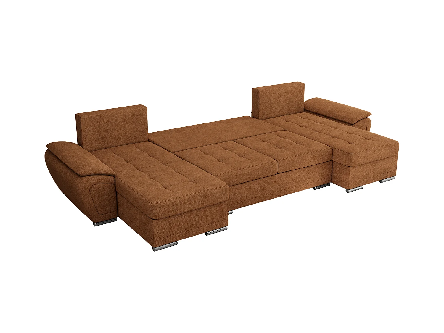 Ecksofa UMBRIA U - XXL Wohnlandschaft, mit Schlaffunktion und Bettkasten, genähte Ecke - Orange Stukture
