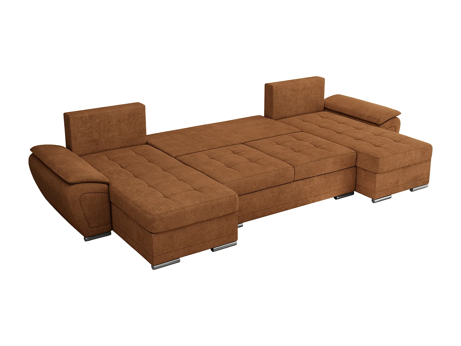 Ecksofa UMBRIA U - XXL Wohnlandschaft, mit Schlaffunktion und Bettkasten, genähte Ecke - Orange Stukture
