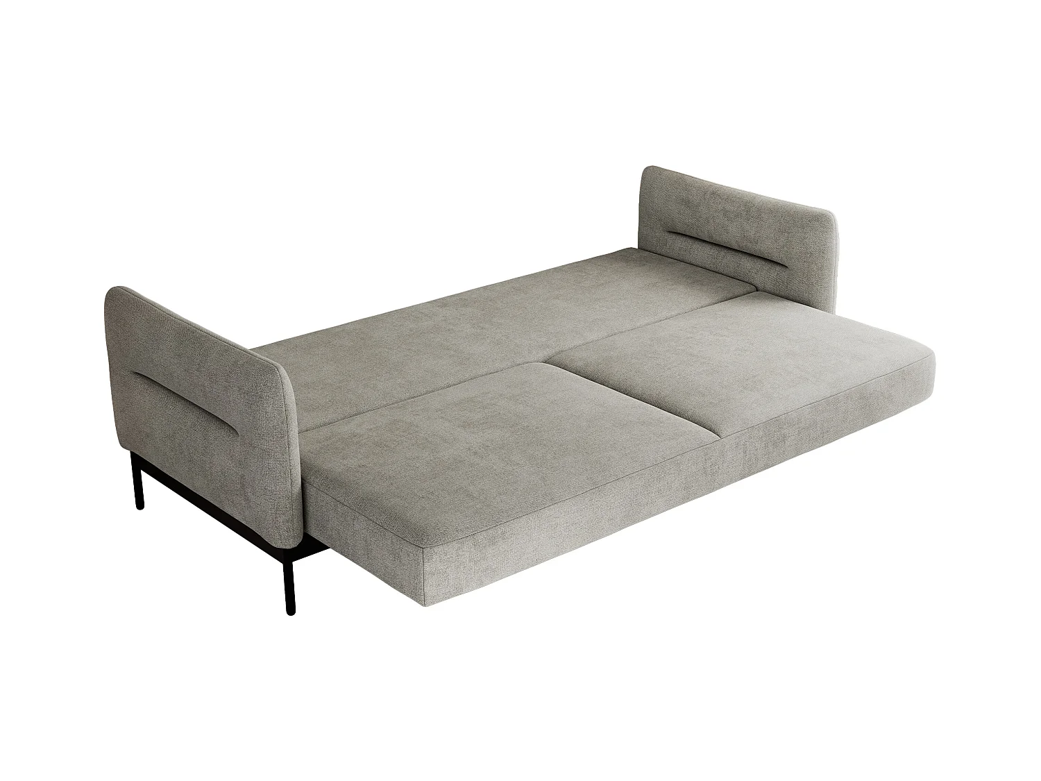 Ecksofa SALENTO - mit Metallbeine, Schlafsofa, mobilen Fußhocker, lose Kissen - Hellgrau Struktur