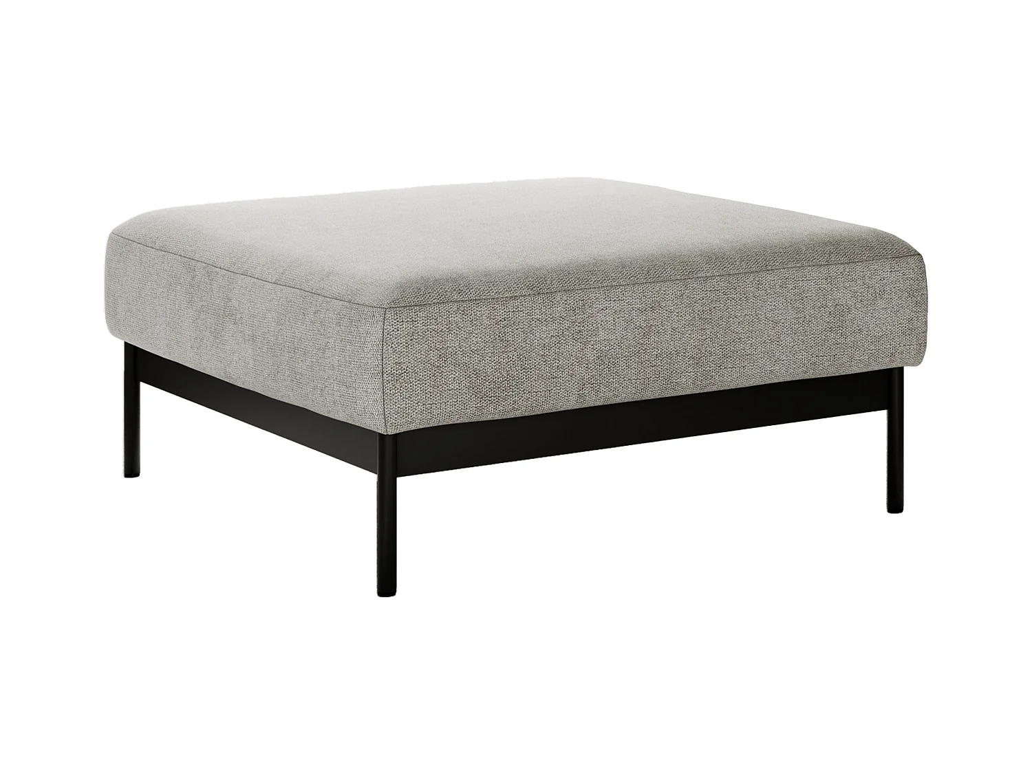 Ecksofa SALENTO - mit Metallbeine, Schlafsofa, mobilen Fußhocker, lose Kissen - Hellgrau Struktur
