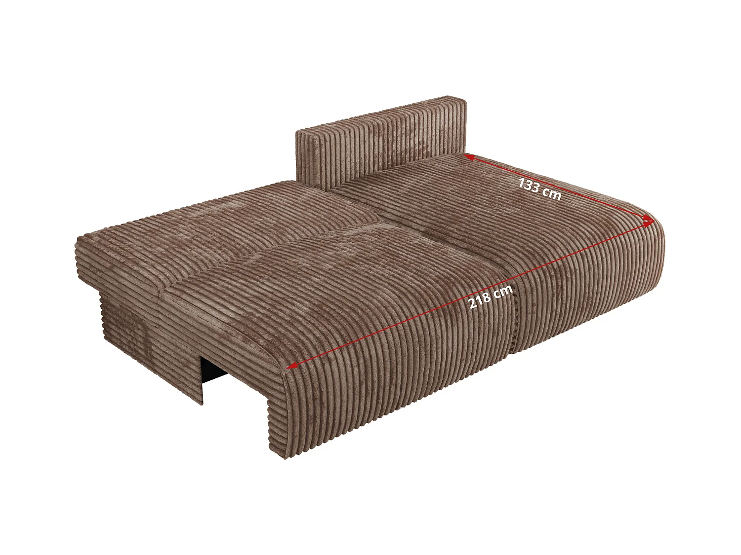 Ecksofa VIVO - L-form Couch mit Schlaffunktion und Bettkasten, Wellenfeder - Braun Cord - Ecke Links
